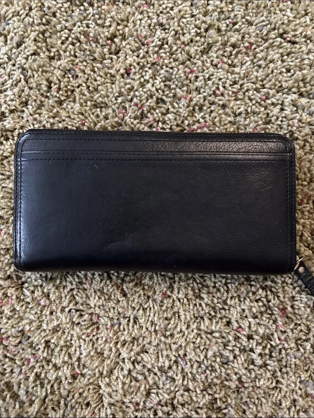 Kate Spade Black Pebbled Leather Zip Around Continental Wallet